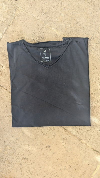 Chicama T shirt  coton Pima Navy  col V manches longues