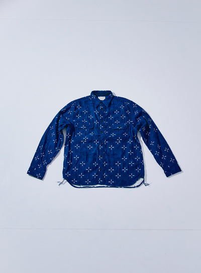 Samuraî Jeans Narihirabishi Goldfish Pattern Jacquard Work Shirt