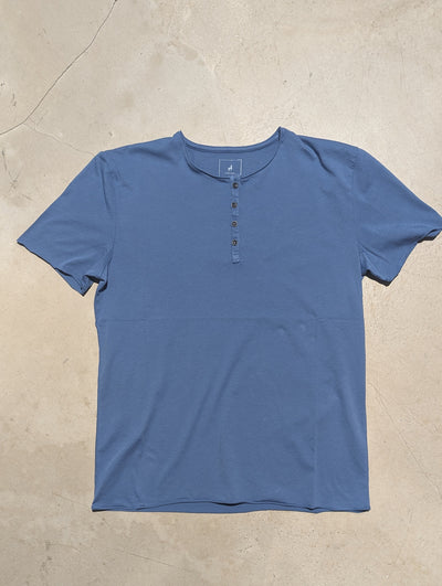 Chicama T shirt  Henley coton Pima Bleu