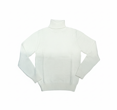 Chicama Pull Col Roulé 6 fils en Alpaga Blanc